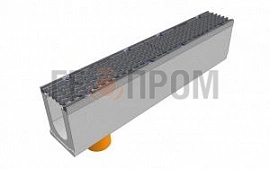 лоток водоотводный бетонный super dn100 h=210 с решеткой чугунной вч (комплект) кл. c250 с вертикальным водосливом
