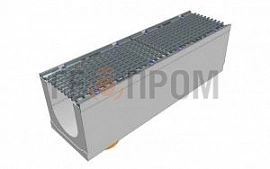 лоток водоотводный бетонный super dn300 h=310 с решеткой чугунной вч (комплект) кл. d400 с вертикальным водосливом
